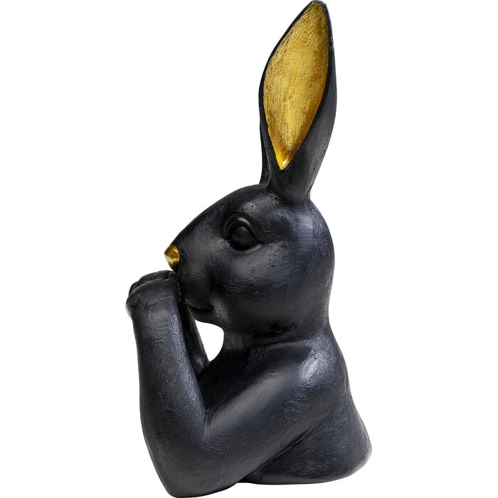 Dekofigur "Golden Bunny" Schwarz mit Goldakzenten