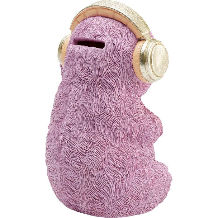 Spardose „Fauli“ – 19 cm, rosa mit goldenen Details