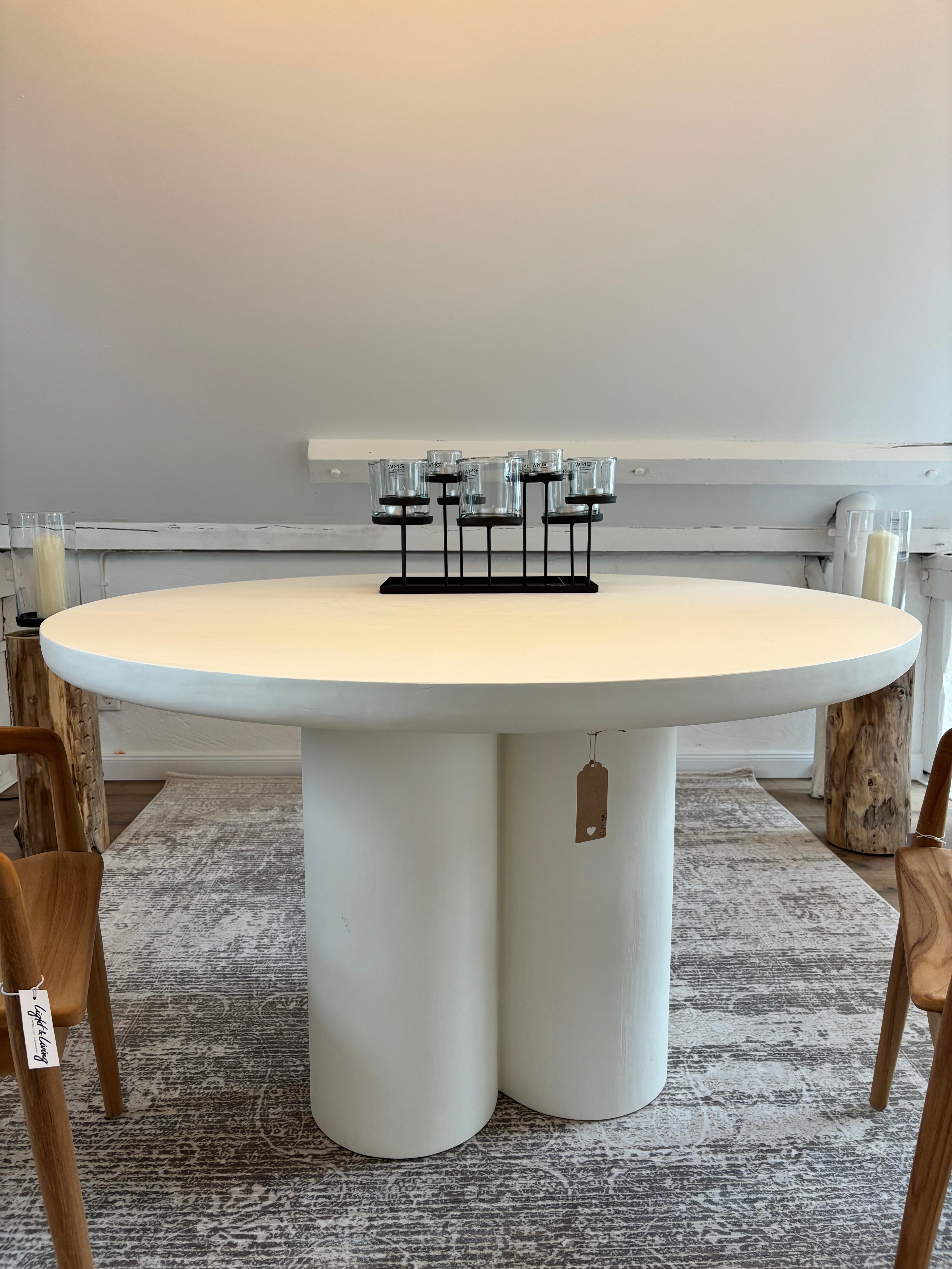 Esstisch „Sandy Beach“ – Ø 130 cm, Weiß, sofort verfügbar