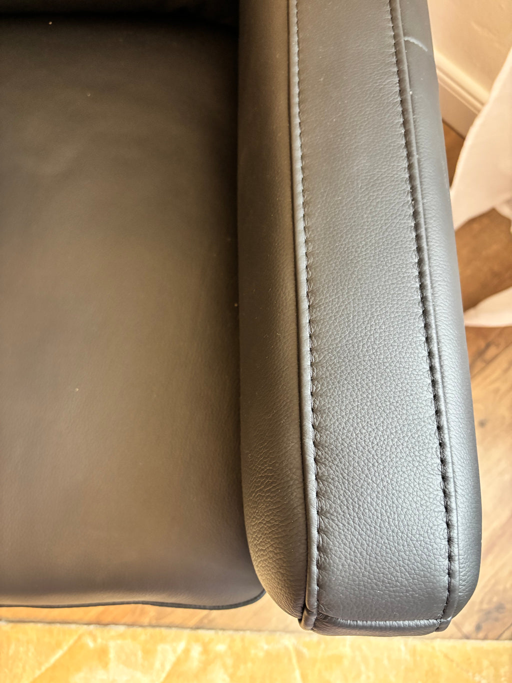 Echtleder-Couch mit Sitztiefenverstellung – 187 cm, schwarz