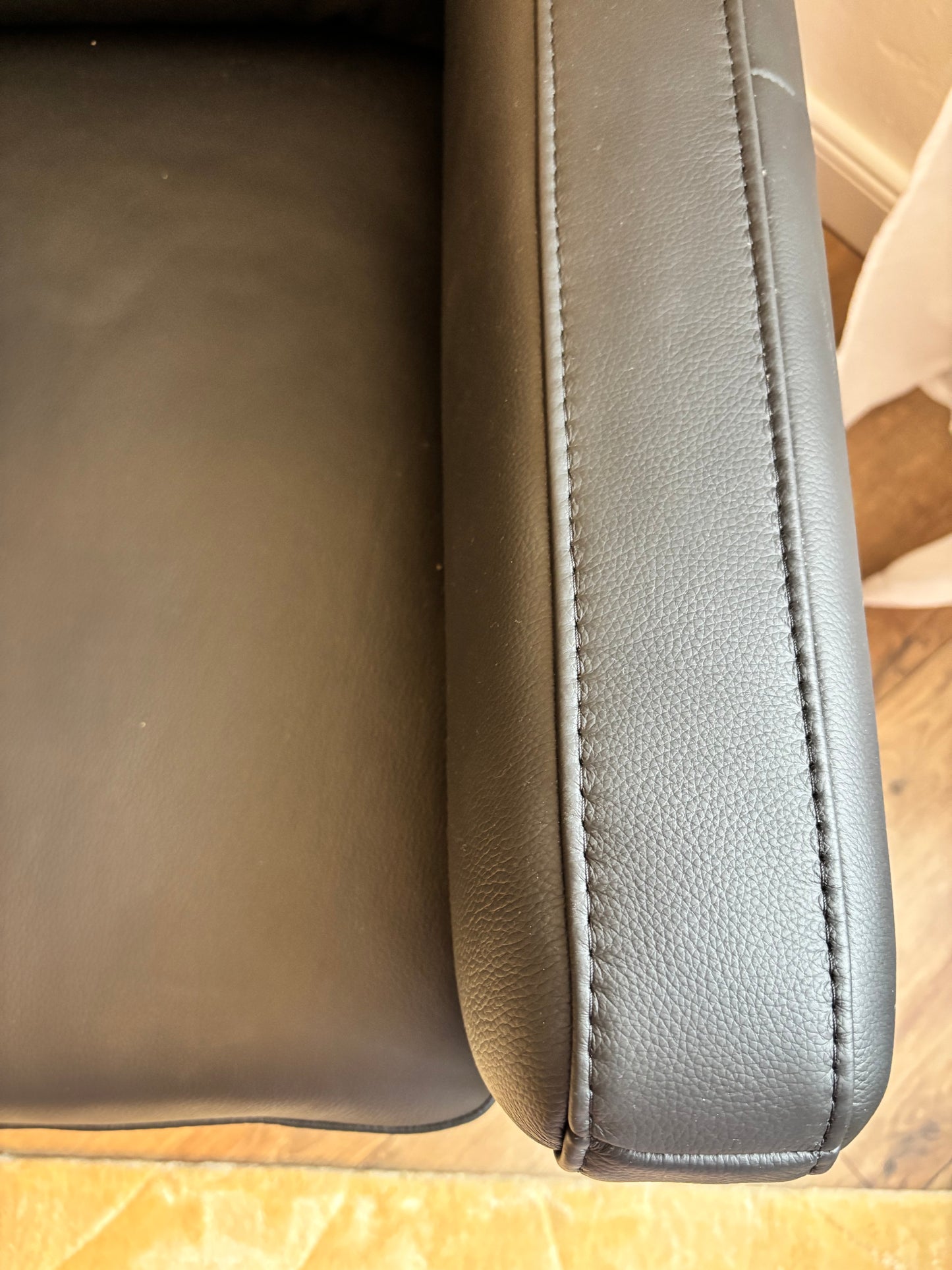 Echtleder-Couch mit Sitztiefenverstellung – 187 cm, schwarz