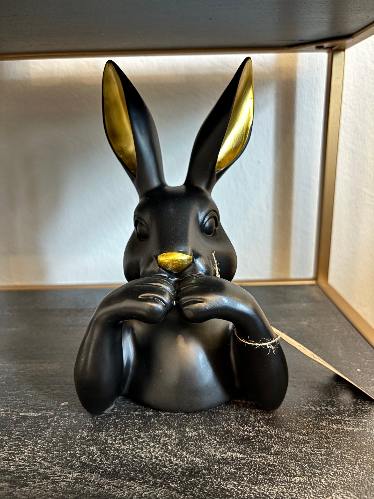Dekofigur "Golden Bunny" Schwarz mit Goldakzenten