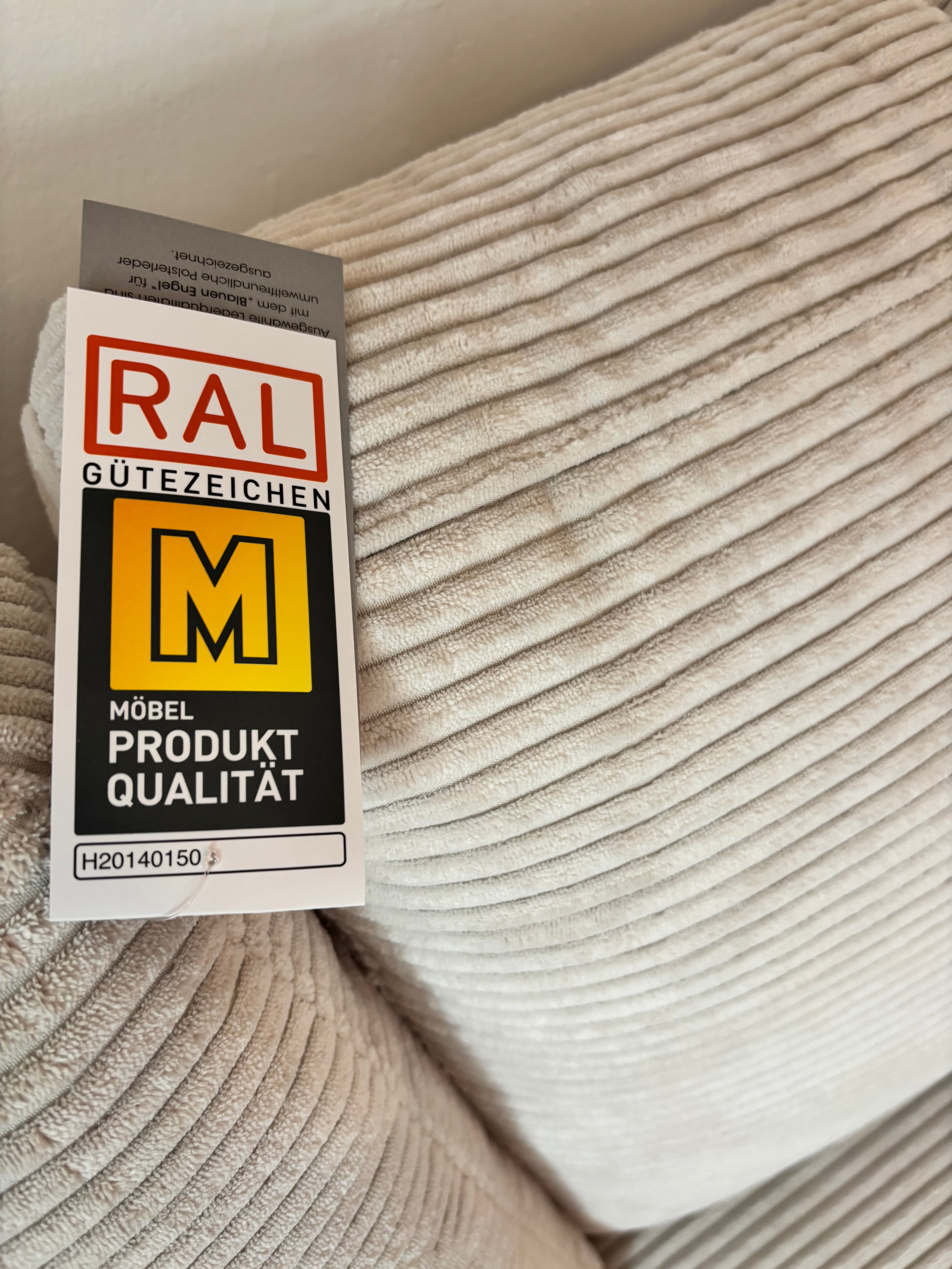 Sofa „Cozy“ in Cord Snow – 290 cm pure Gemütlichkeit! Mit weichen Polstern, extra Sitztiefe und großzügigem Lounge-Feeling wird es zum ultimativen Rückzugsort in deinem Wohnzimmer.