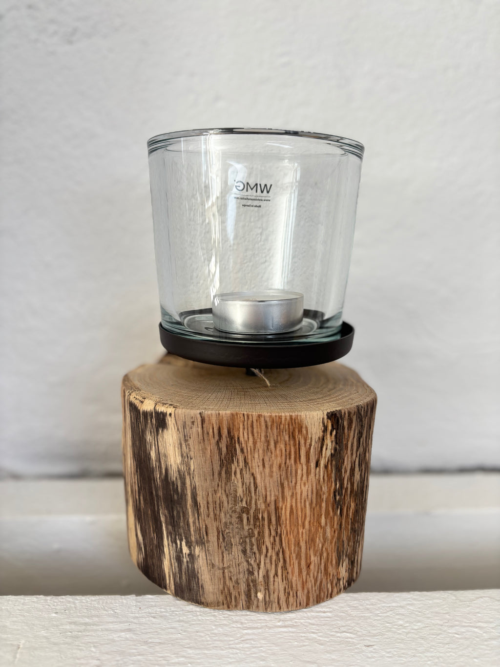 Windlicht Luce" mit Eichenfuß