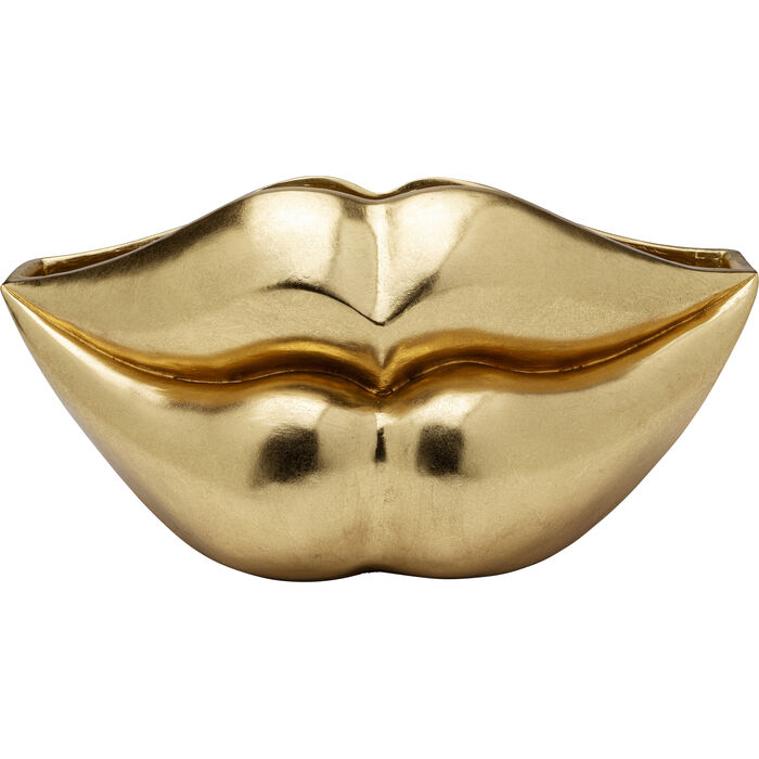 Vase „Lips Gold“ – 30 cm, extravagantes Lippen-Design