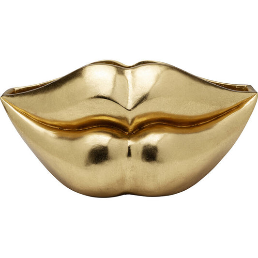 Vase „Lips Gold“ – 30 cm, extravagantes Lippen-Design