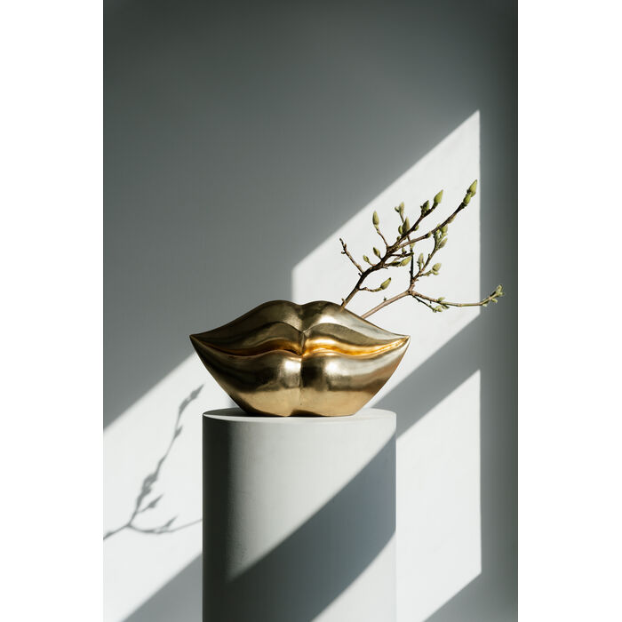 Vase „Lips Gold“ – 30 cm, extravagantes Lippen-Design
