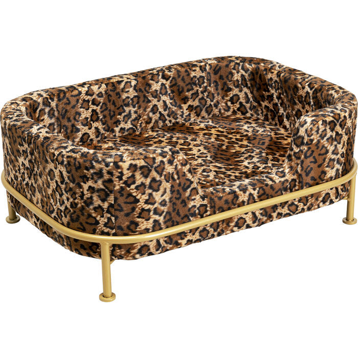 Hunde & Katzenbett "Leo Deluxe" Goldgestell mit Leo Print