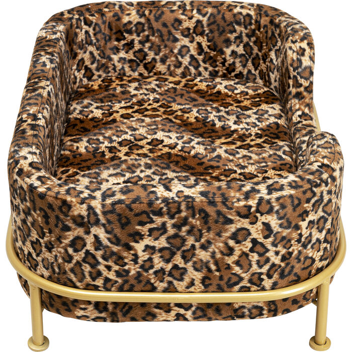 Hunde & Katzenbett "Leo Deluxe" Goldgestell mit Leo Print