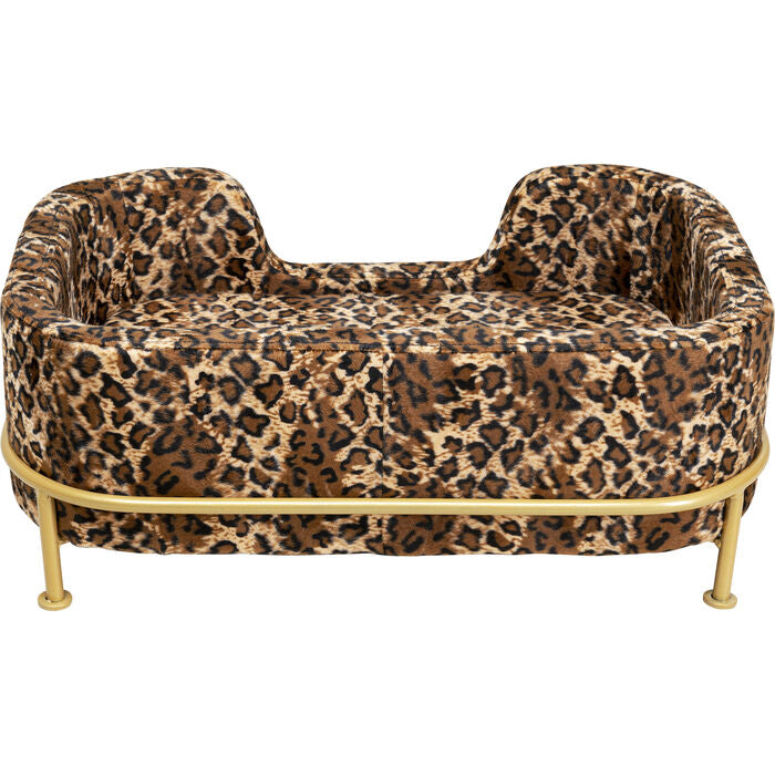 Hunde & Katzenbett "Leo Deluxe" Goldgestell mit Leo Print