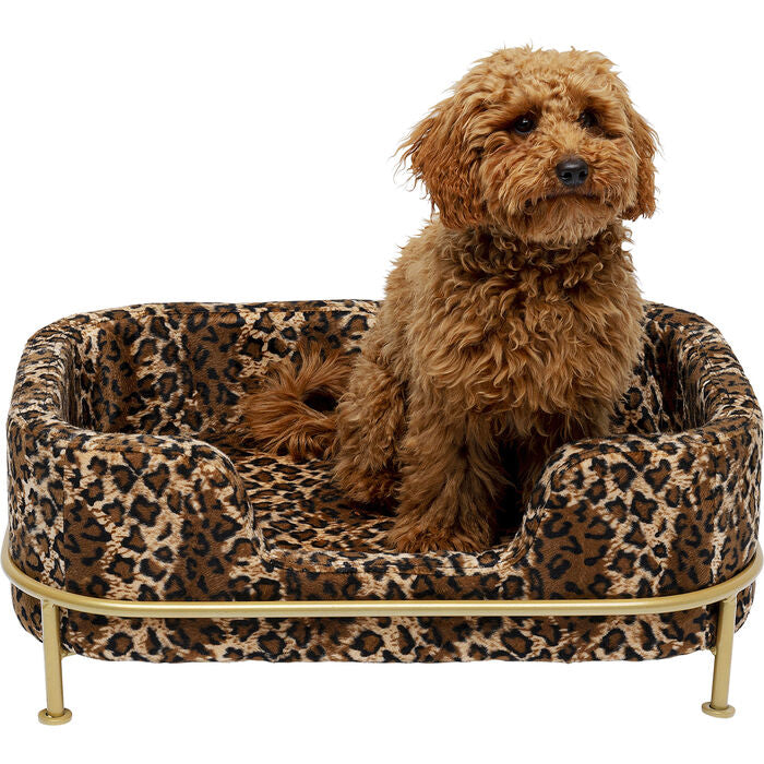 Hunde & Katzenbett "Leo Deluxe" Goldgestell mit Leo Print