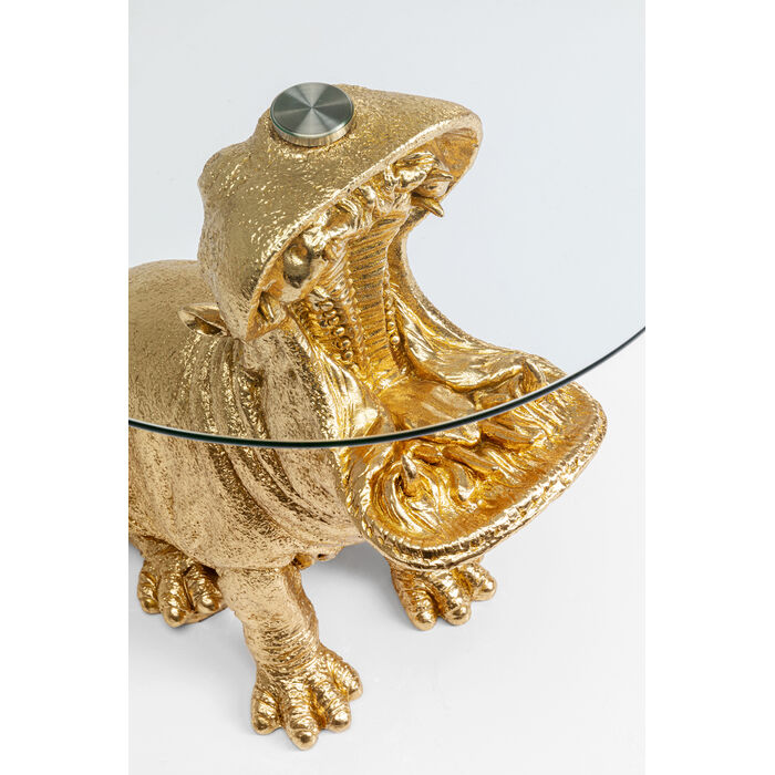 Beistelltisch "Hippo Glam" Gold mit Glasplatte